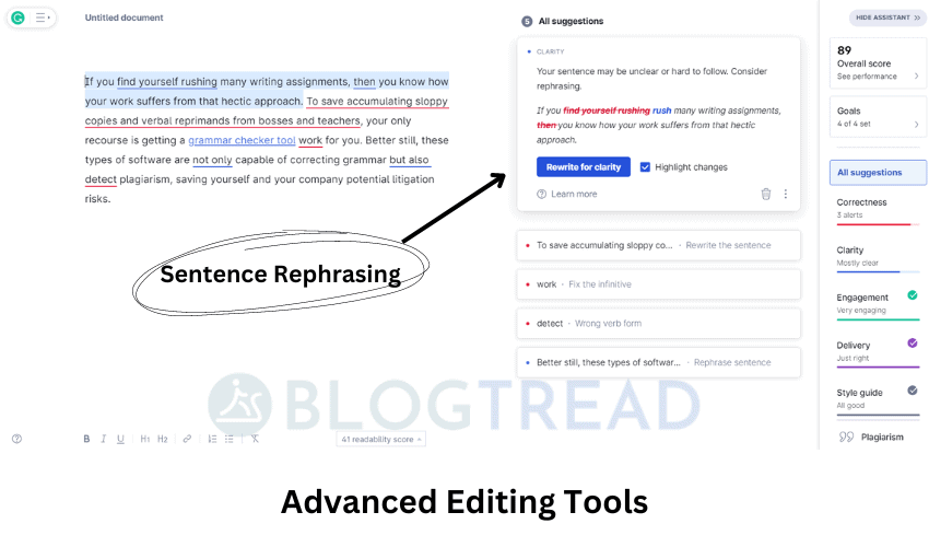 Grammarly Advanced Editing Tools